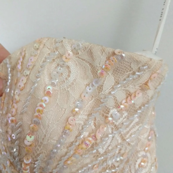 Sherri Hill Prom Homecoming Princess Dress Strapless Sweetheart Beaded Peach GUC - Picture 3 of 6